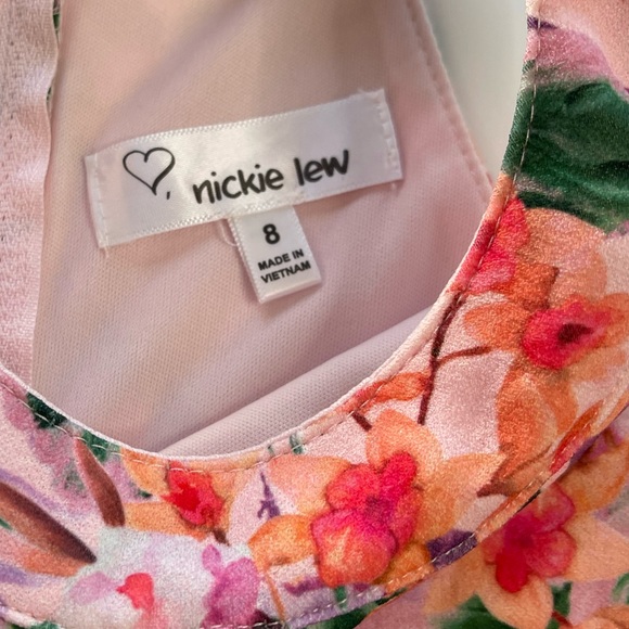 Love, Nickie Lew Pink & Green Tropical Dress Girls Size 8 - Picture 6 of 9